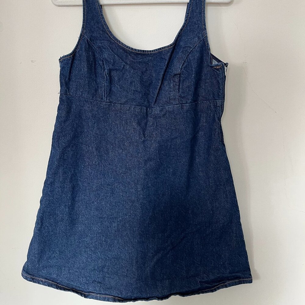 Blue jean mini dress with side zipper